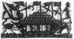 Oeuvre d'art en fer decoupe Logo du CIDIHCA